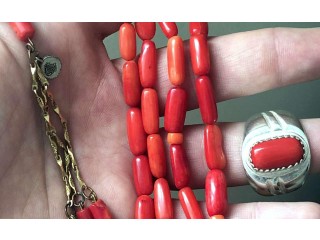 
                        خاتم ومسباح مرجان احمر تونسي                                            