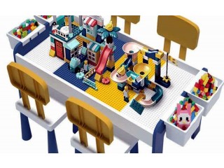 
                        طاولة ليغو للأطفال متوفرة بقياسين كبير 4كراسي وصغير 2كرسي                                            