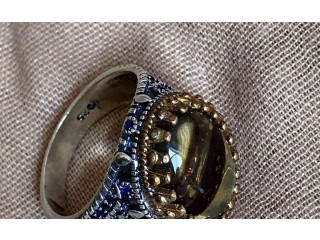 
                        خاتم فضة عيار 925 حجر عنبر                                            