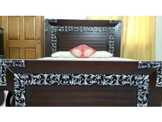 Silver work bed set work with dark brown dressing side tvles